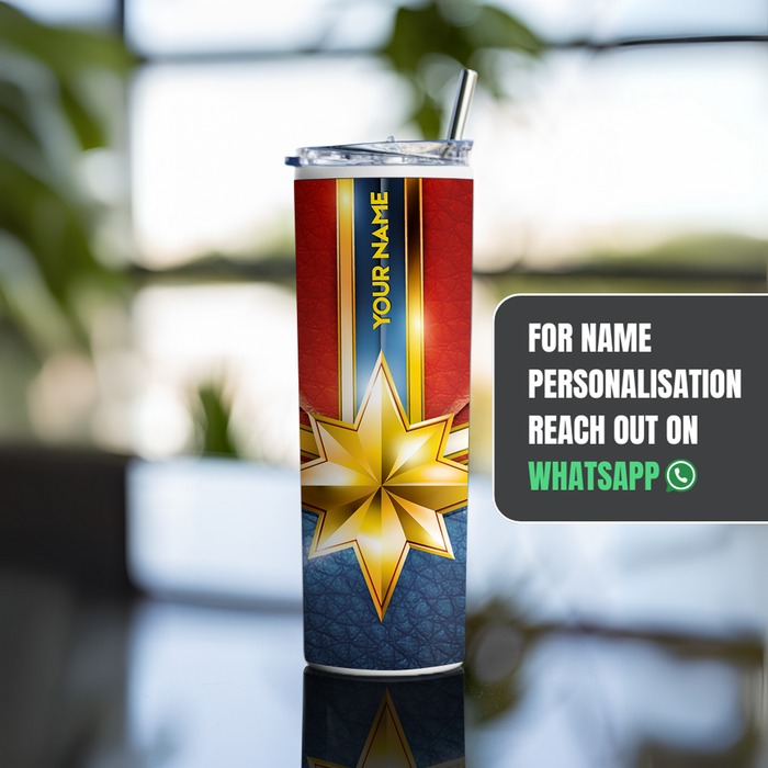 "CAPTAIN MARVEL SUIT" Tumbler with Metal Straw