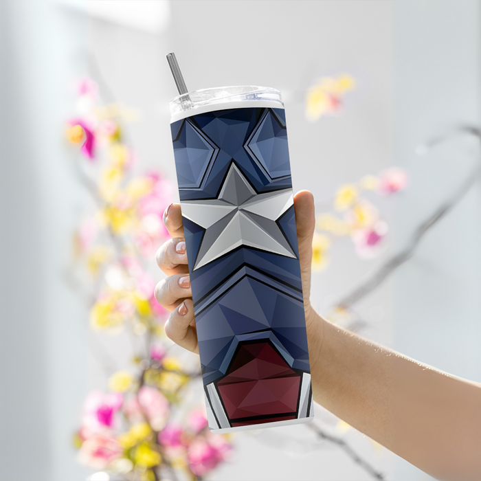 "CAPTAIN AMERICA SUIT" Tumbler with Metal Straw
