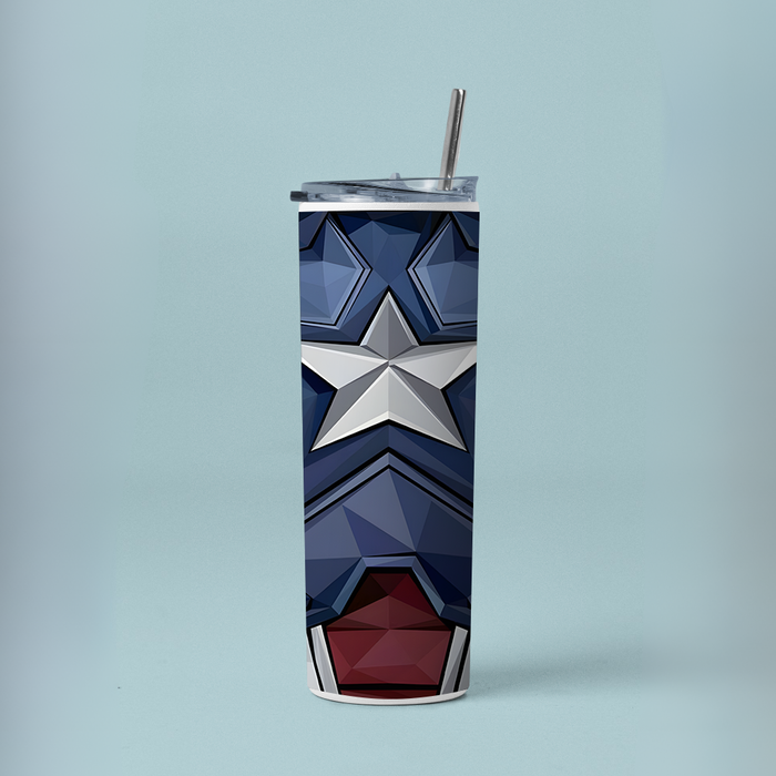 "CAPTAIN AMERICA SUIT" Tumbler with Metal Straw