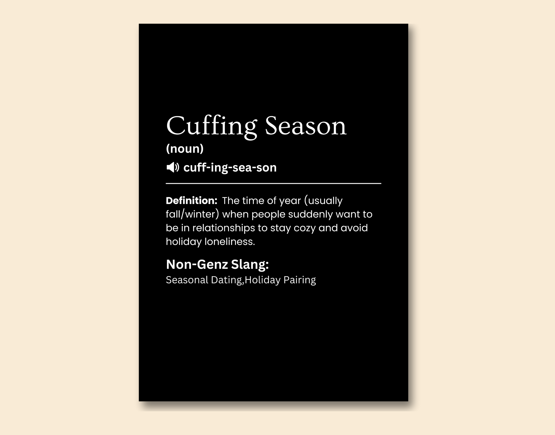 "CUFFING SEASON-THE SLANG OF NEW GEN "- Shiny & Sturdy Metallic Poster Art That Pops & Sticks (Literally!)