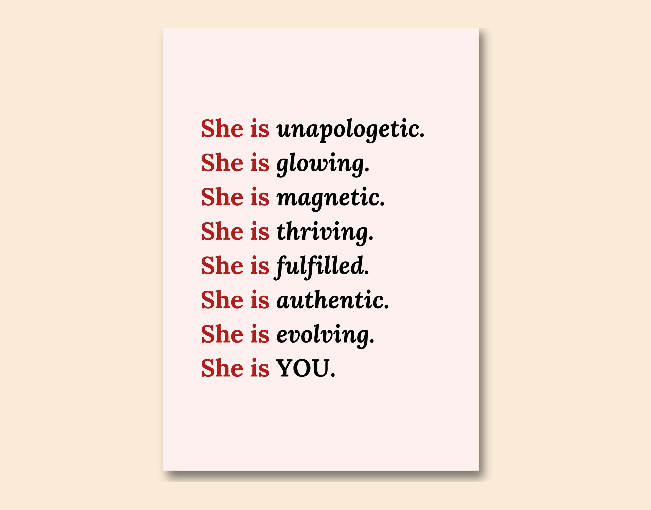 "SHE IS YOU"- Shiny & Sturdy Metallic Poster Art That Pops & Sticks (Literally!)