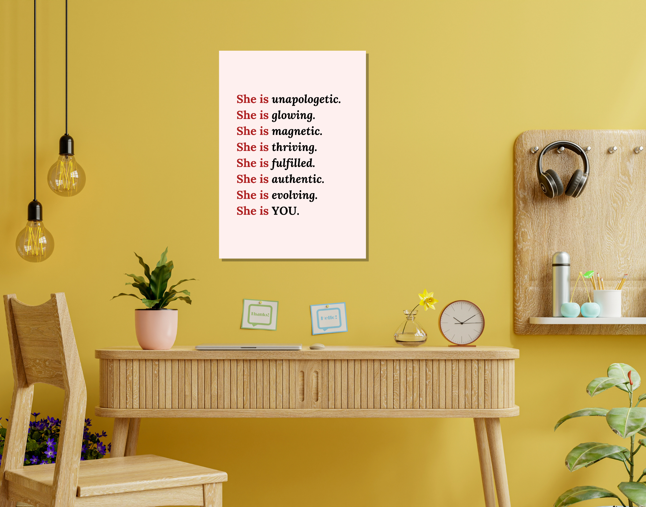 "SHE IS YOU"- Shiny & Sturdy Metallic Poster Art That Pops & Sticks (Literally!)