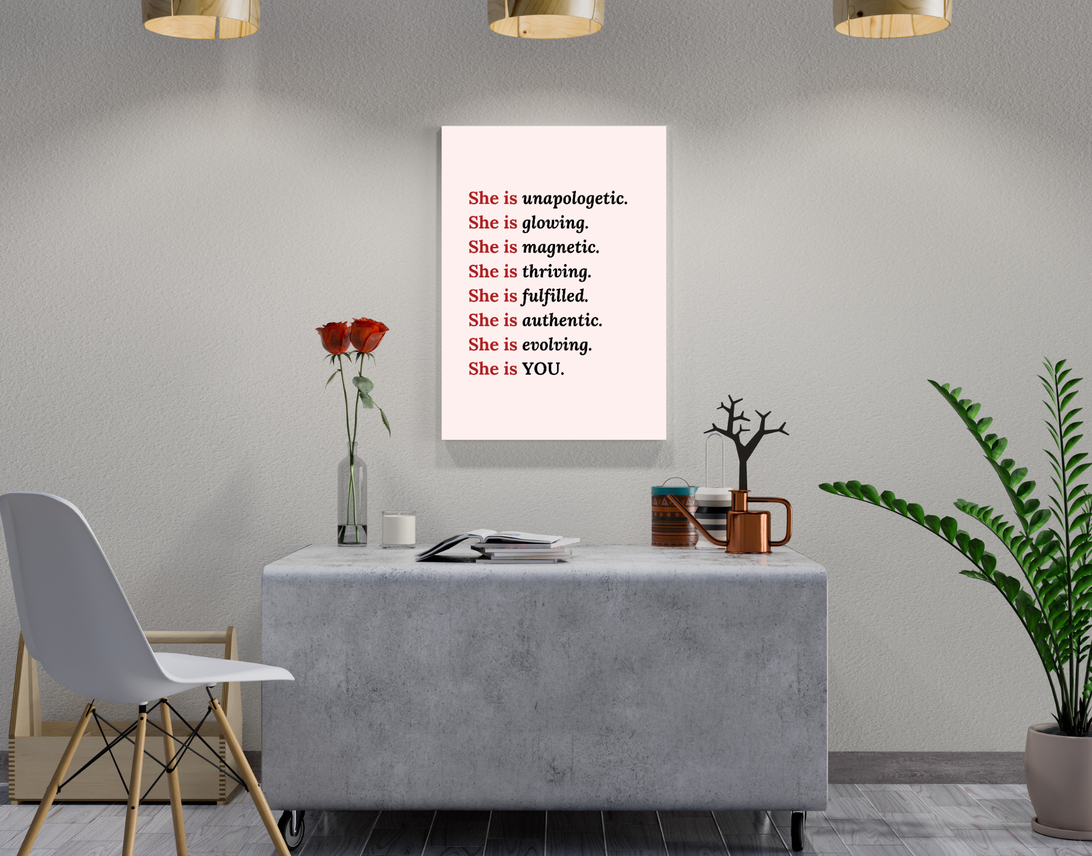 "SHE IS YOU"- Shiny & Sturdy Metallic Poster Art That Pops & Sticks (Literally!)