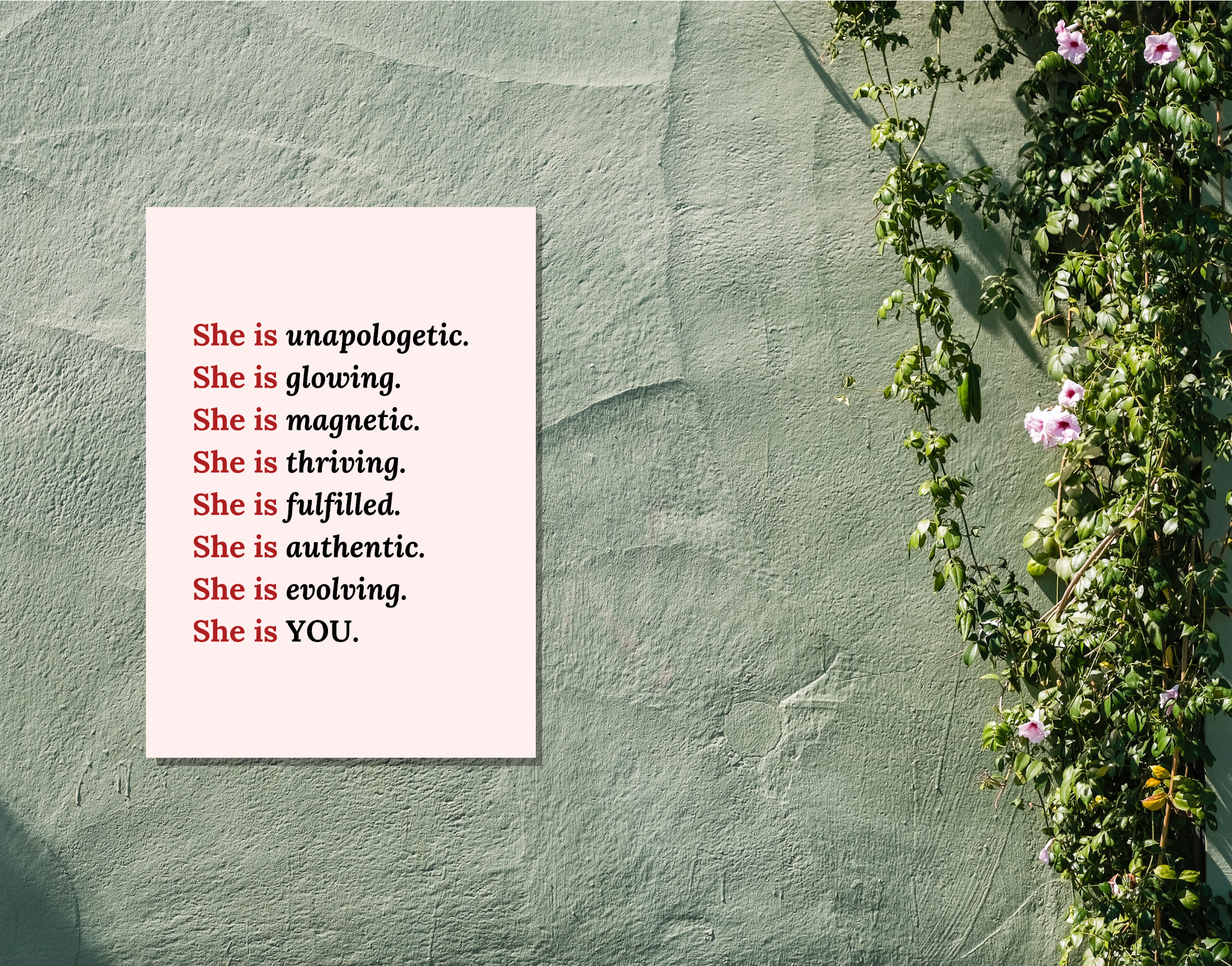 "SHE IS YOU"- Shiny & Sturdy Metallic Poster Art That Pops & Sticks (Literally!)