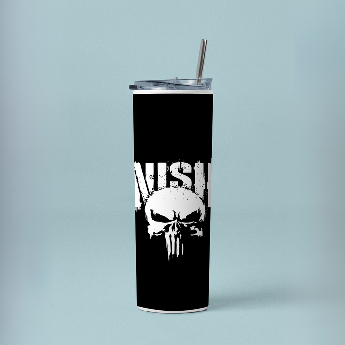 "PUNISHER MODE" Tumbler with Metal Straw