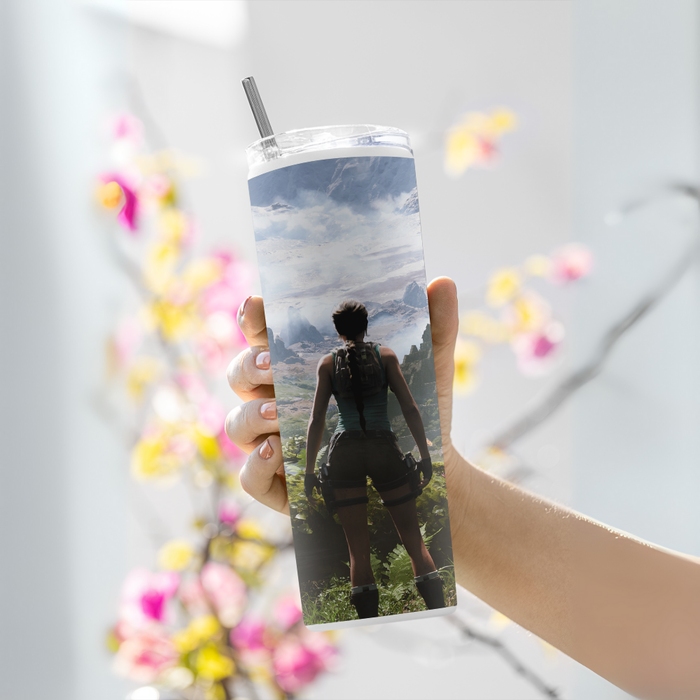 "LARA CROFT - TOMN RAIDER" Tumbler with Metal Straw