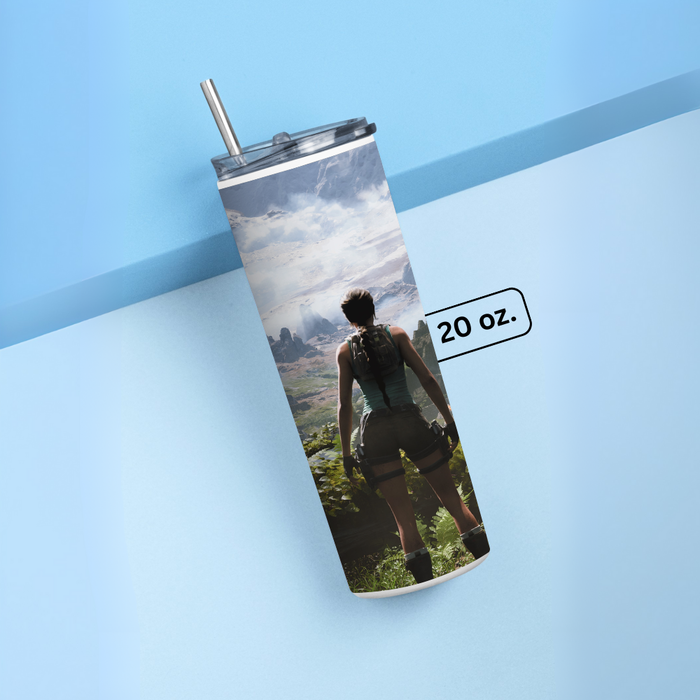 "LARA CROFT - TOMN RAIDER" Tumbler with Metal Straw