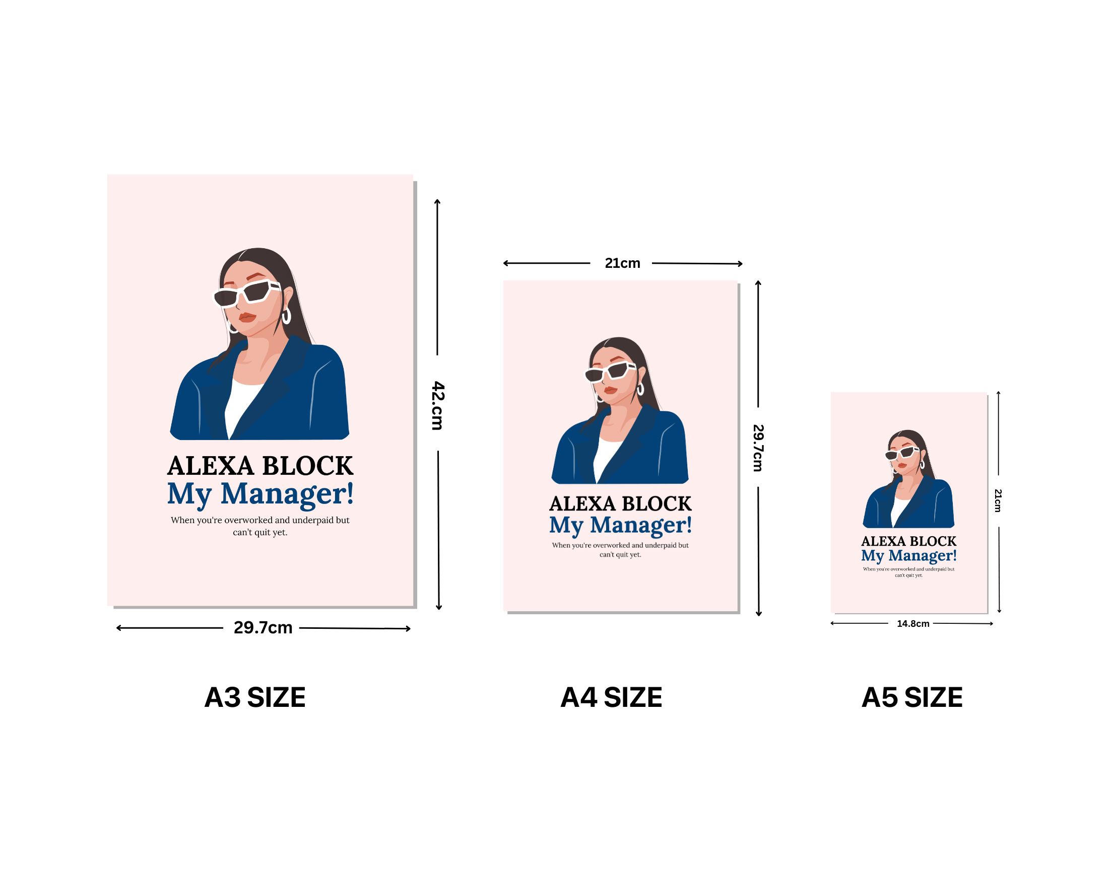 "ALEXA BLOCK MY MANAGER-Corporate Edition "- Shiny & Sturdy Metallic Poster Art That Pops & Sticks (Literally!)