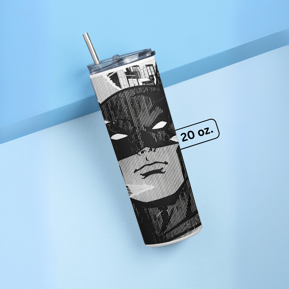 "Batman Comic Print" Tumbler with Metal Straw