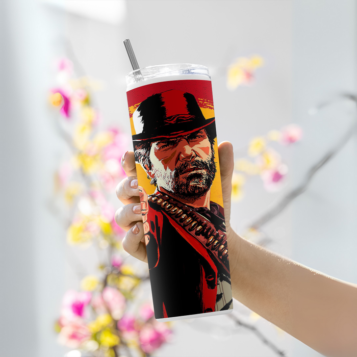 "RED DEAD REDEPTION" Tumbler with Metal Straw