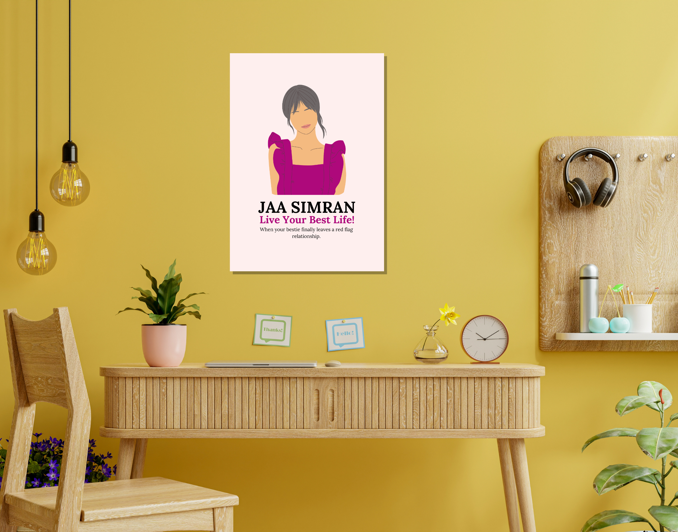 "JAA SIMRAN LIVE YOUR BEST LIFE-Lover Edition"- Shiny & Sturdy Metallic Poster Art That Pops & Sticks (Literally!)