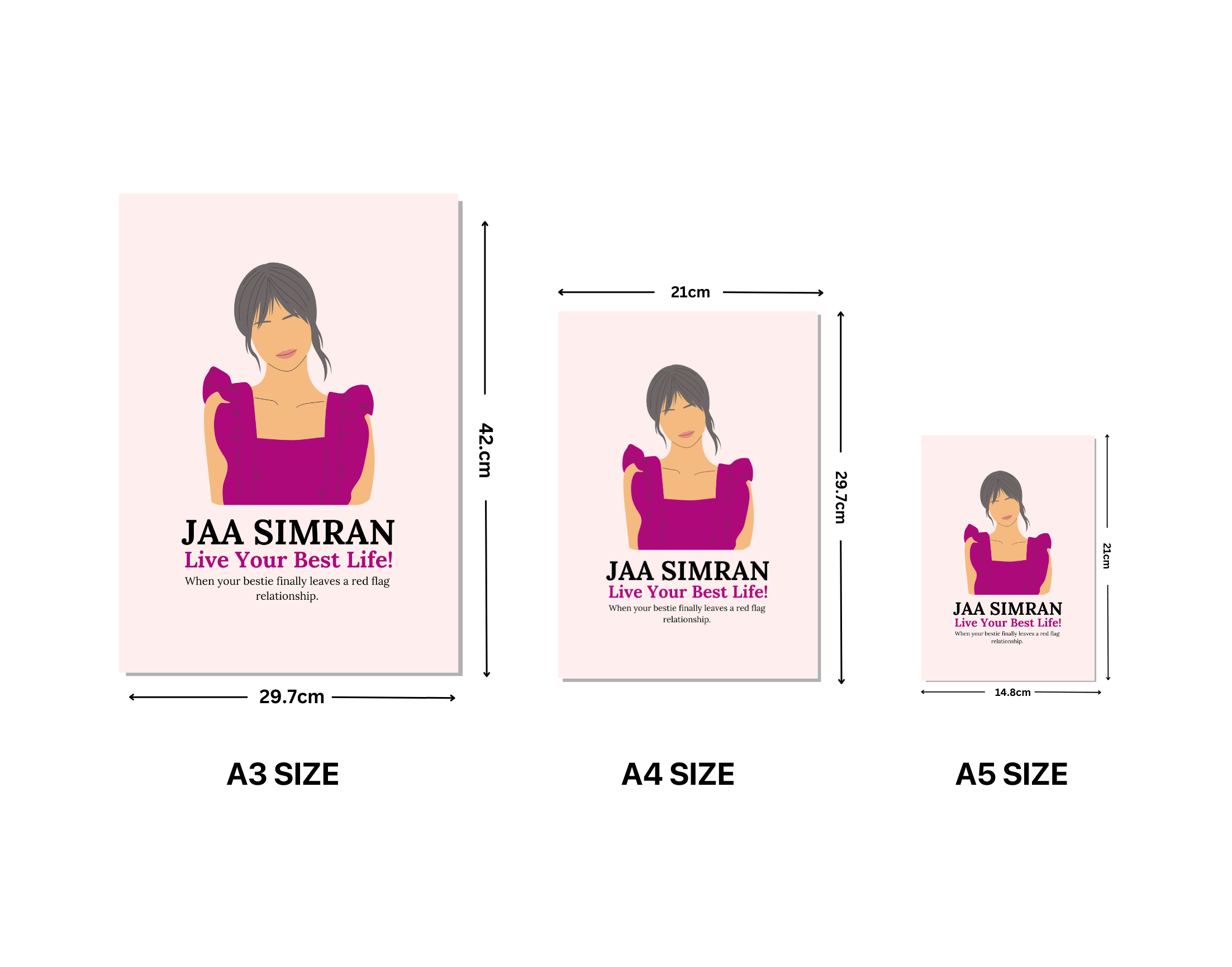 "JAA SIMRAN LIVE YOUR BEST LIFE-Lover Edition"- Shiny & Sturdy Metallic Poster Art That Pops & Sticks (Literally!)