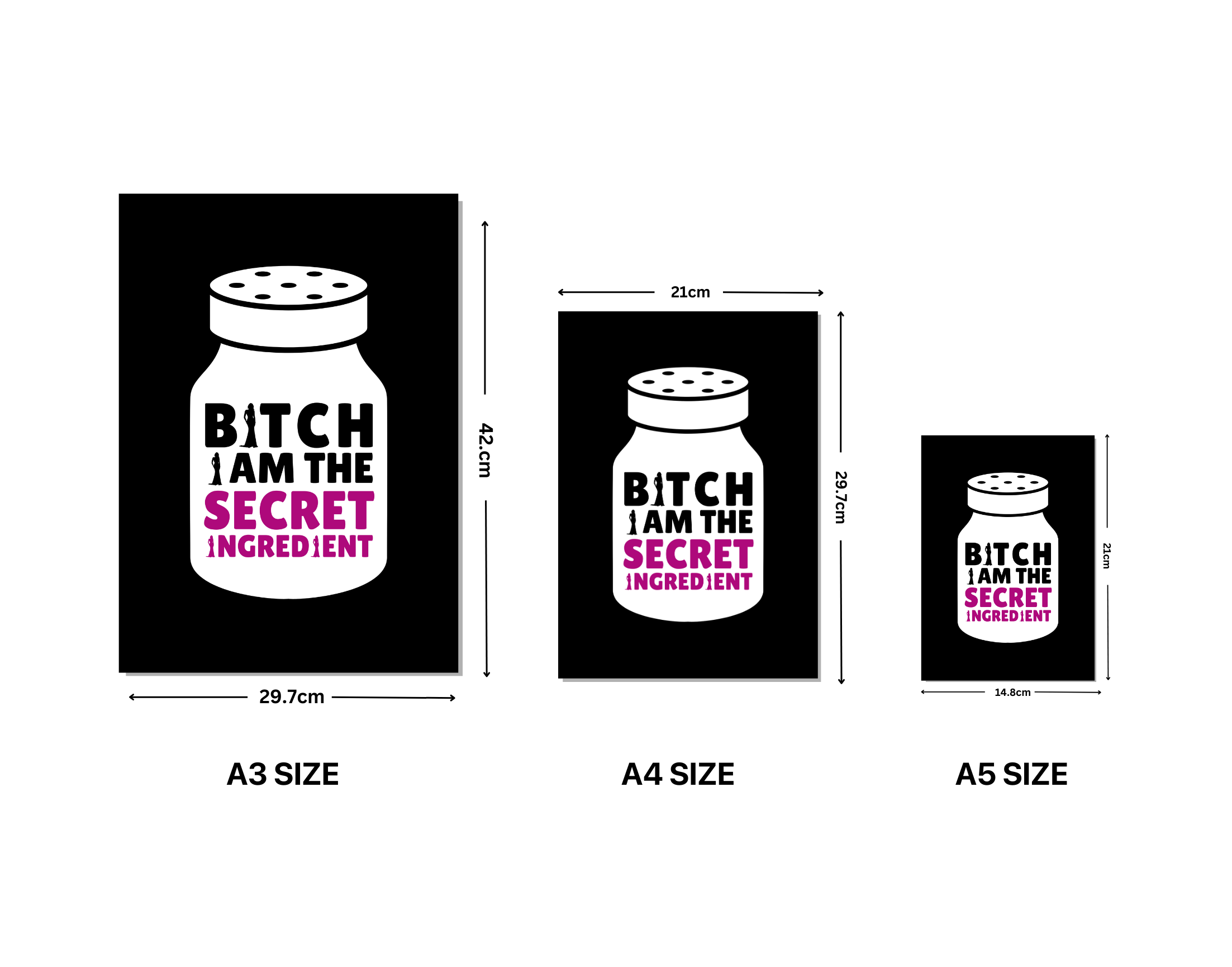 "BITCH I AM THE SECRET INGREDIENT-WOMEN EDITION"- Shiny & Sturdy Metallic Poster Art That Pops & Sticks (Literally!)