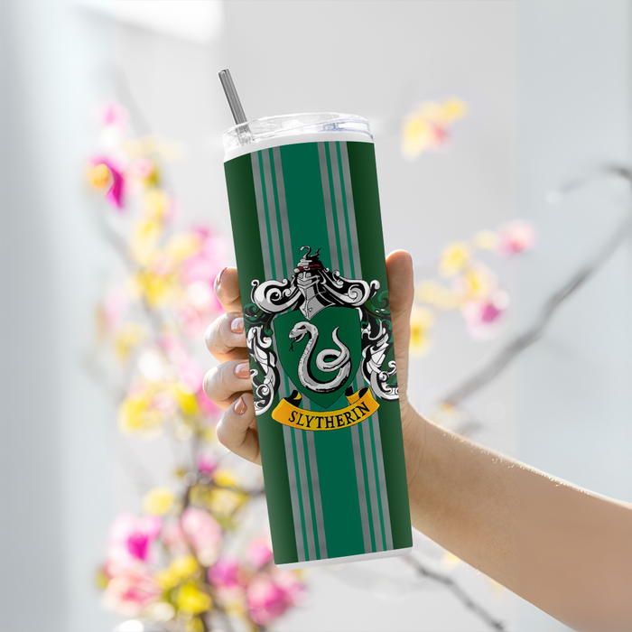 "SLYTHERIN" Tumbler with Metal Straw