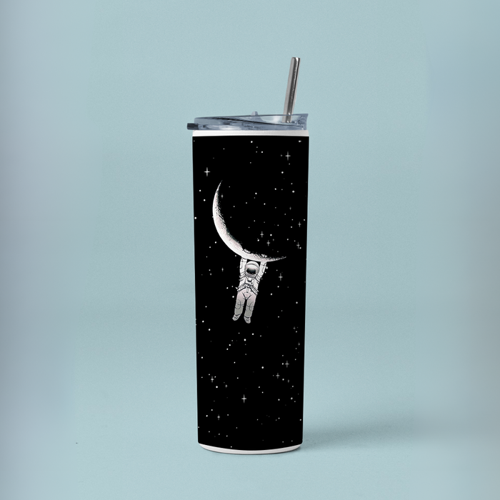 "MAN IN THE MOON" Tumbler with Metal Straw