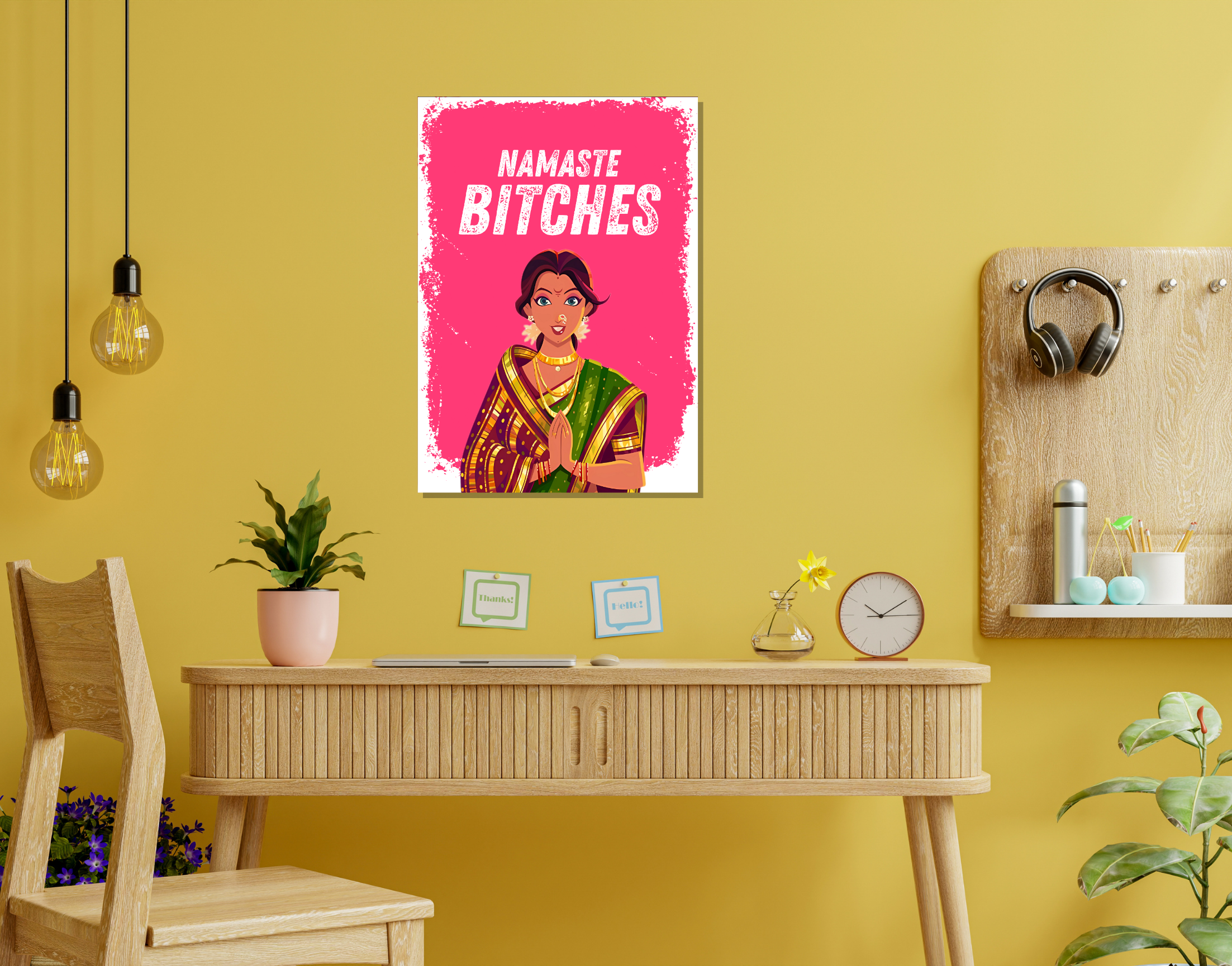 "NAMASTE BITCHES-WOMEN EDITION"- Shiny & Sturdy Metallic Poster Art That Pops & Sticks (Literally!)
