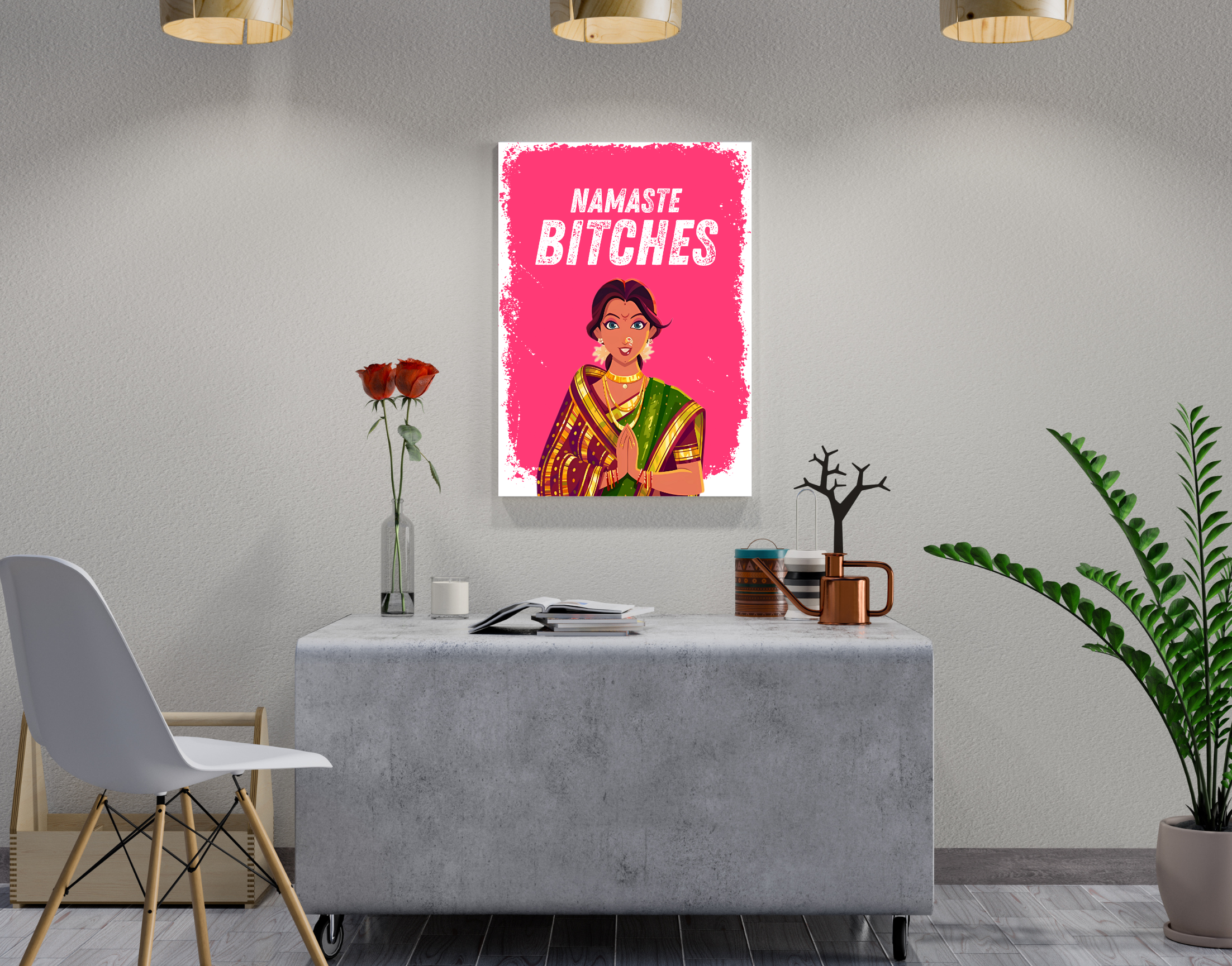 "NAMASTE BITCHES-WOMEN EDITION"- Shiny & Sturdy Metallic Poster Art That Pops & Sticks (Literally!)