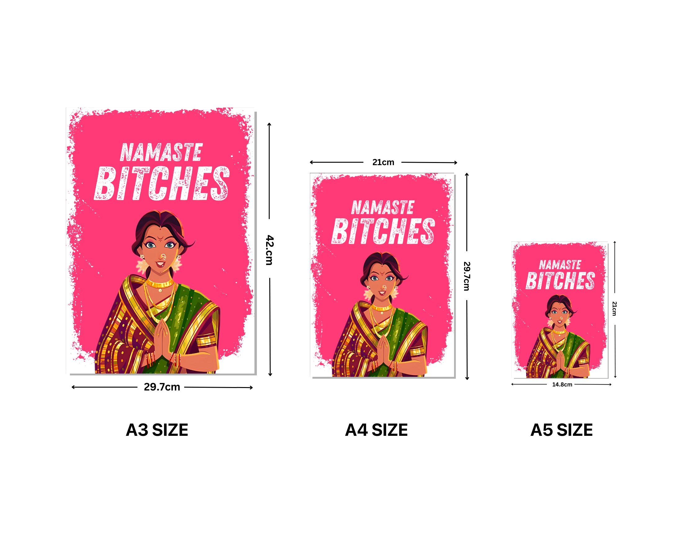 "NAMASTE BITCHES-WOMEN EDITION"- Shiny & Sturdy Metallic Poster Art That Pops & Sticks (Literally!)
