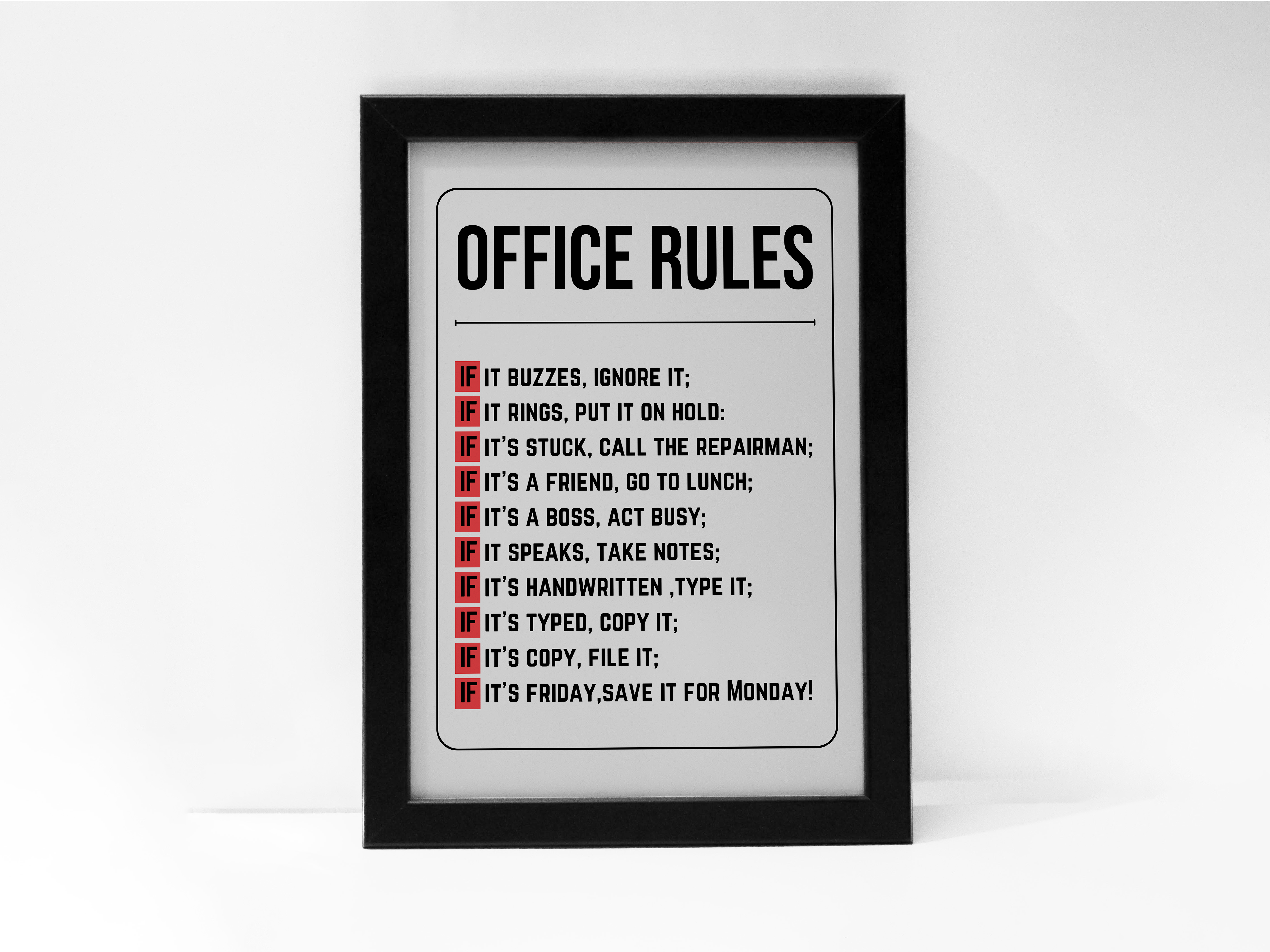 "Office Rules: If Edition" Poster: Add a Touch of Personality to Your Space