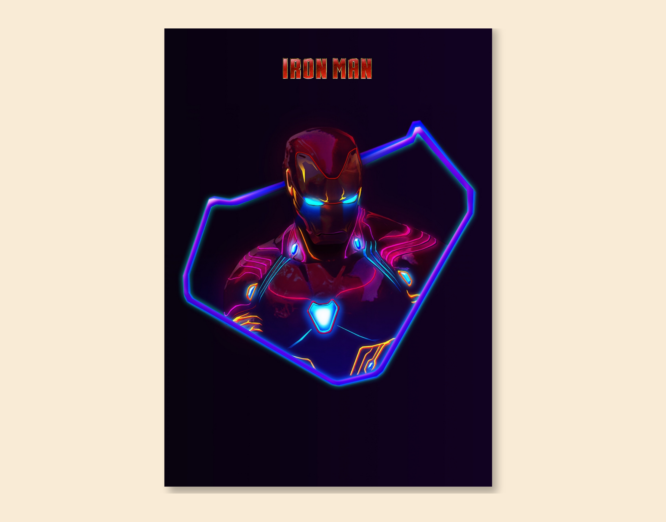 "IRON MAN: NEON LIGHT"- Shiny & Sturdy Metallic Poster Art That Pops & Sticks (Literally!)