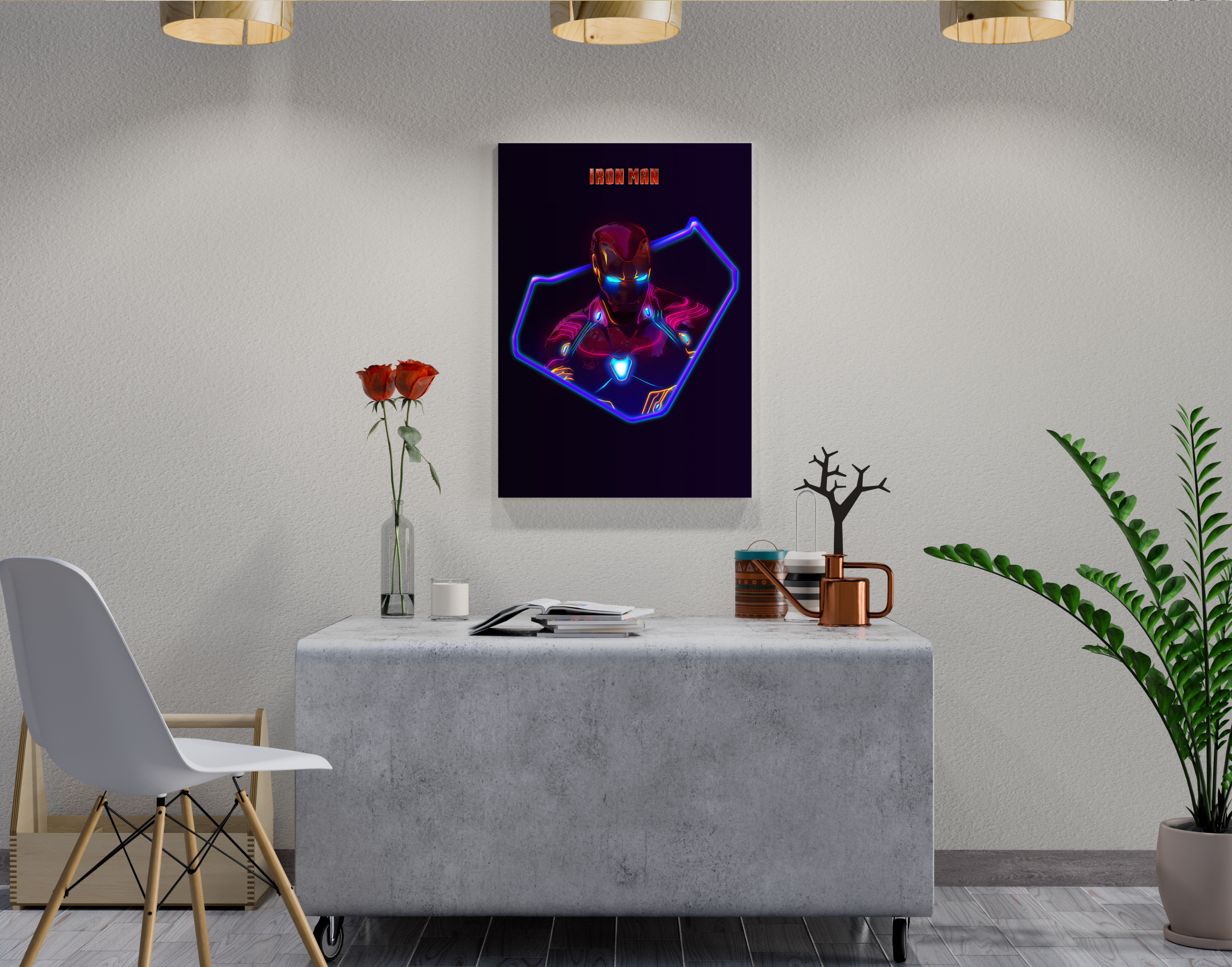 "IRON MAN: NEON LIGHT"- Shiny & Sturdy Metallic Poster Art That Pops & Sticks (Literally!)