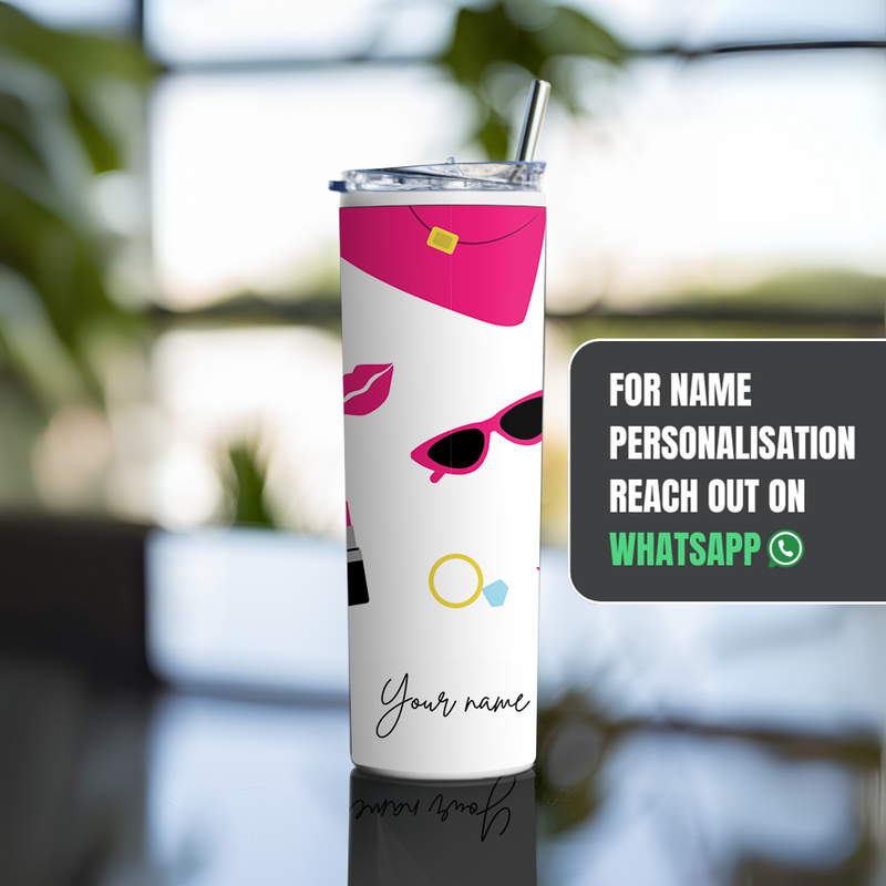 "WOMEN - PINK THEME" Tumbler with Metal Straw