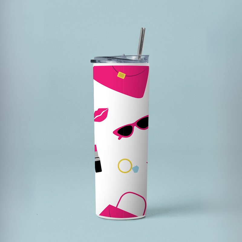"WOMEN - PINK THEME" Tumbler with Metal Straw