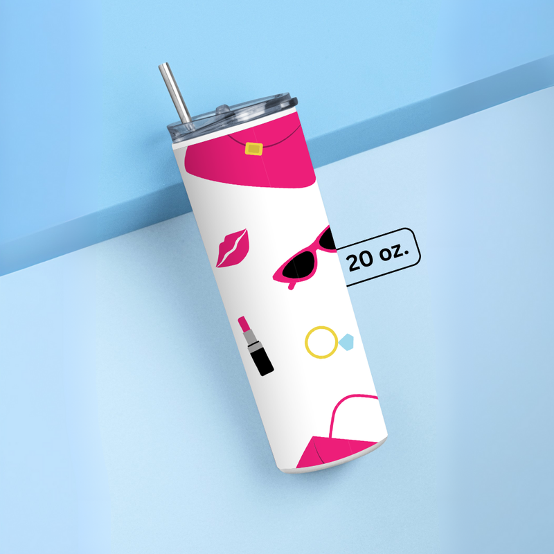 "WOMEN - PINK THEME" Tumbler with Metal Straw