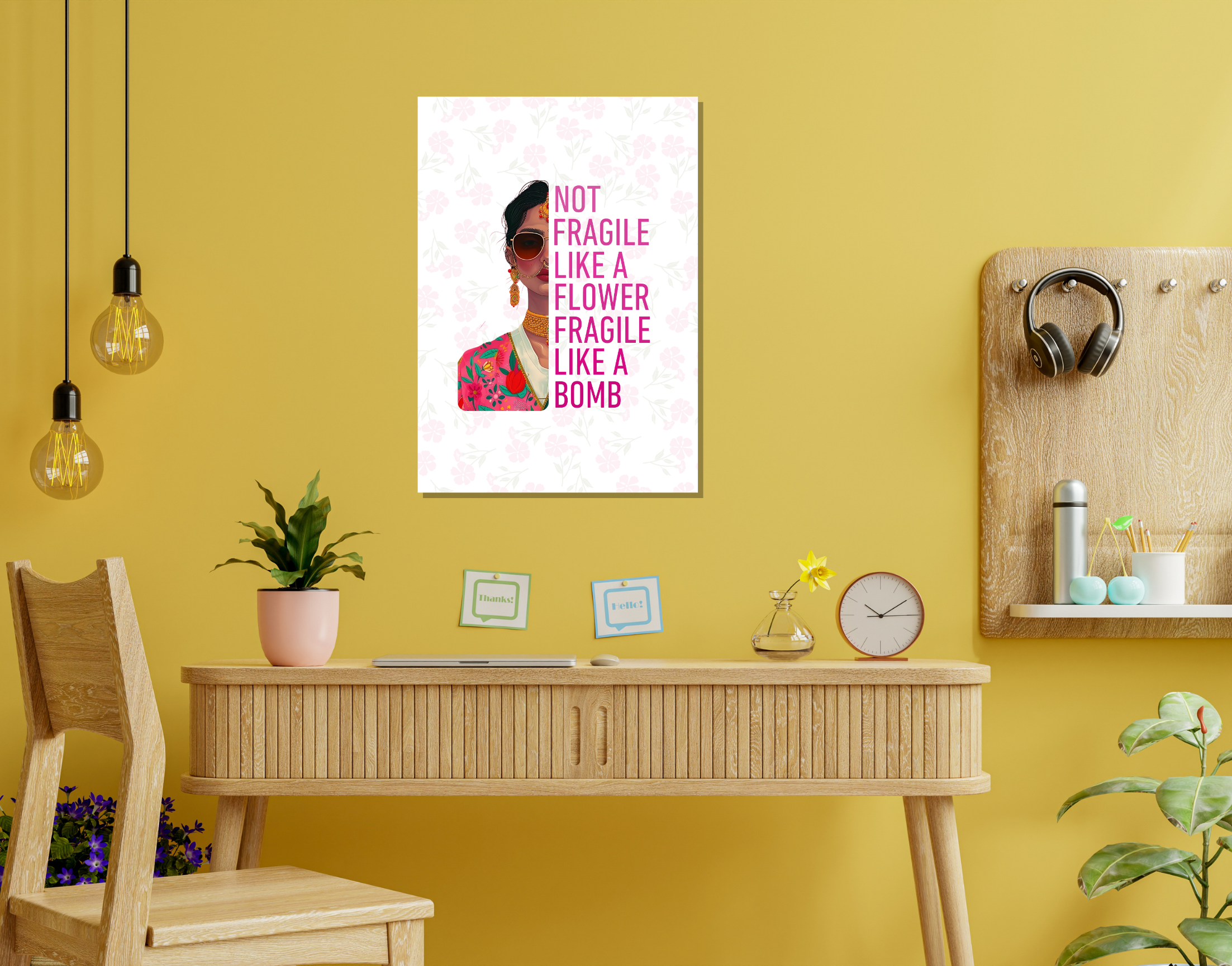 "NOT FRAGILE LIKE A FLOWER,FRAGILE LIKE A BOMB-WOMEN EDITION"- Shiny & Sturdy Metallic Poster Art That Pops & Sticks (Literally!)