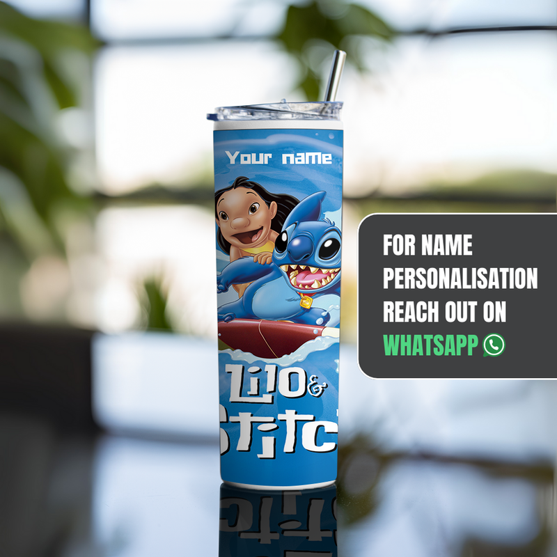"LILO & STITCH - SURFING VIBE" Tumbler with Metal Straw