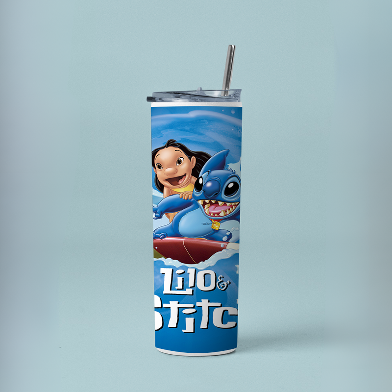 "LILO & STITCH - SURFING VIBE" Tumbler with Metal Straw