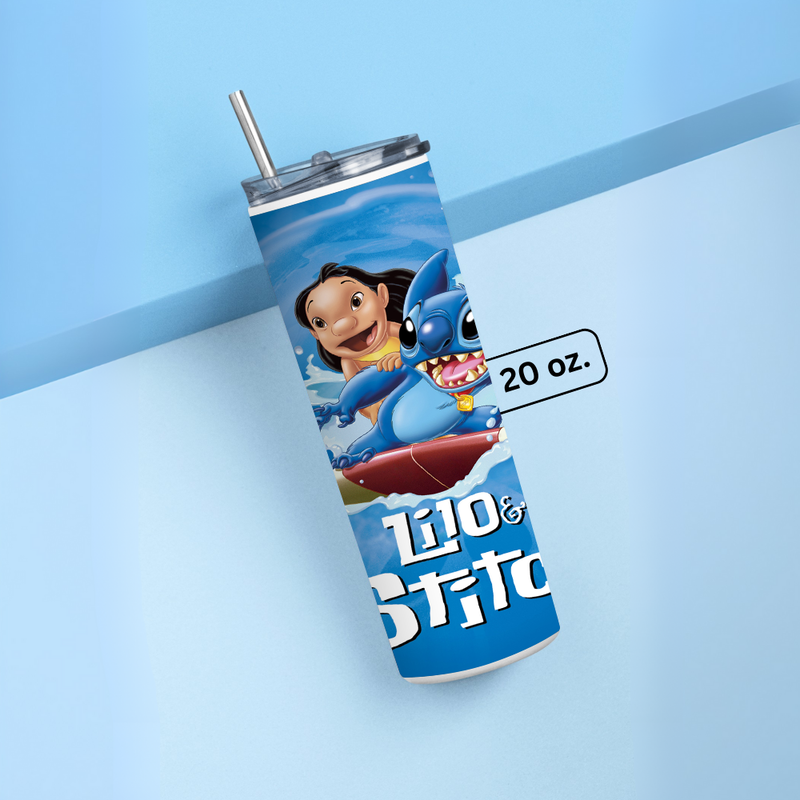 "LILO & STITCH - SURFING VIBE" Tumbler with Metal Straw