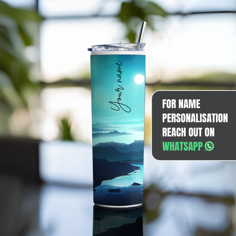 "AURORA BOREALIS" Tumbler with Metal Straw