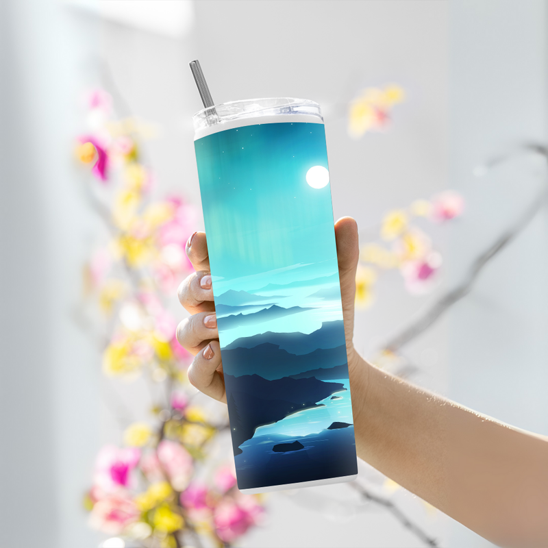 "AURORA BOREALIS" Tumbler with Metal Straw