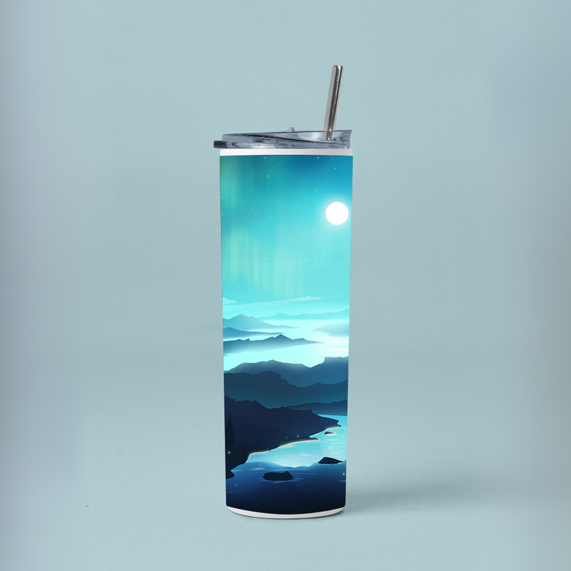 "AURORA BOREALIS" Tumbler with Metal Straw