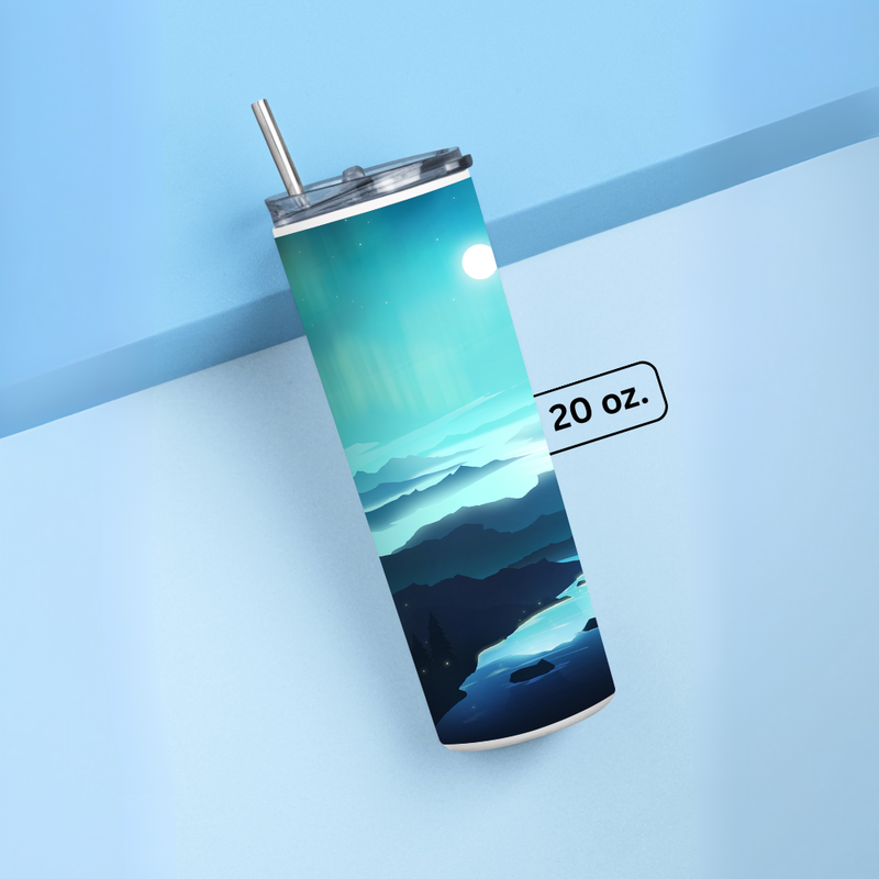 "AURORA BOREALIS" Tumbler with Metal Straw