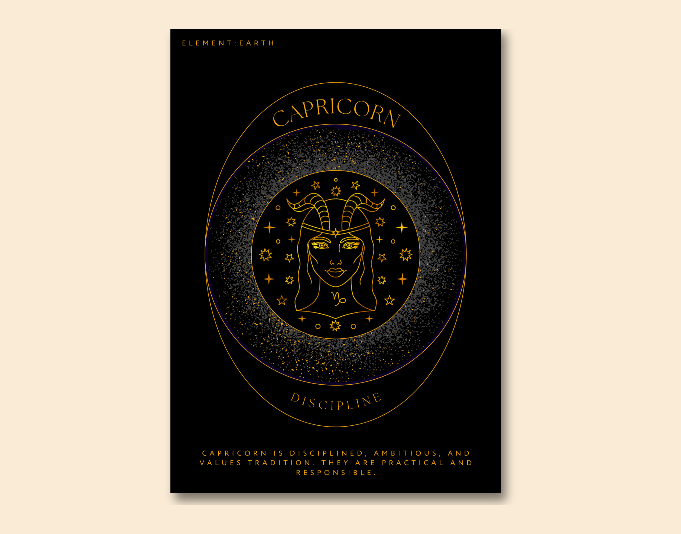 "CAPRICORN: ZODIAC EDITION"- Shiny & Sturdy Metallic Poster Art That Pops & Sticks (Literally!)