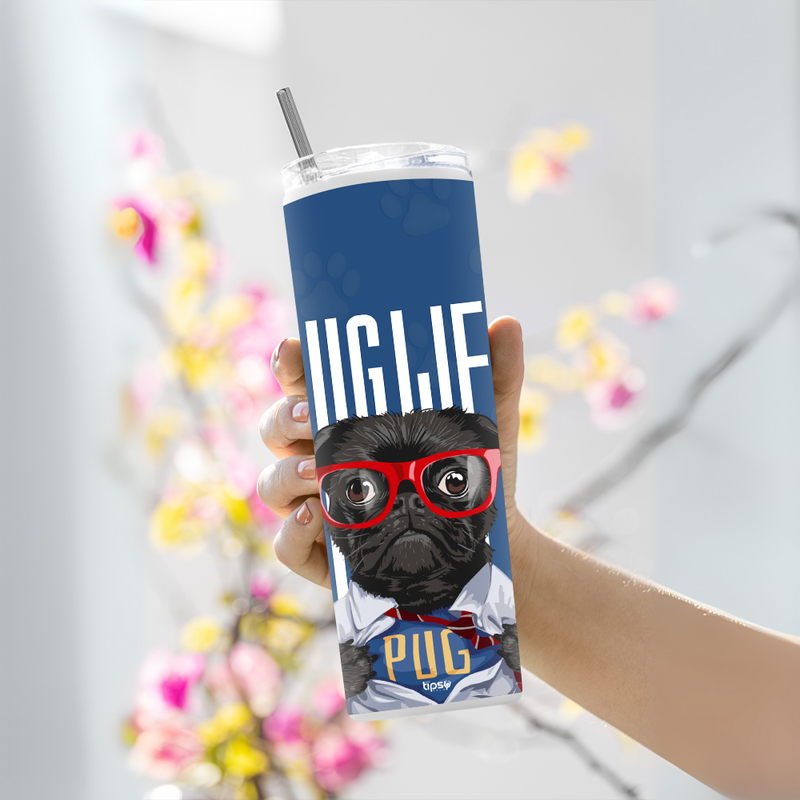 "PUG LIFE" Tumbler with Metal Straw