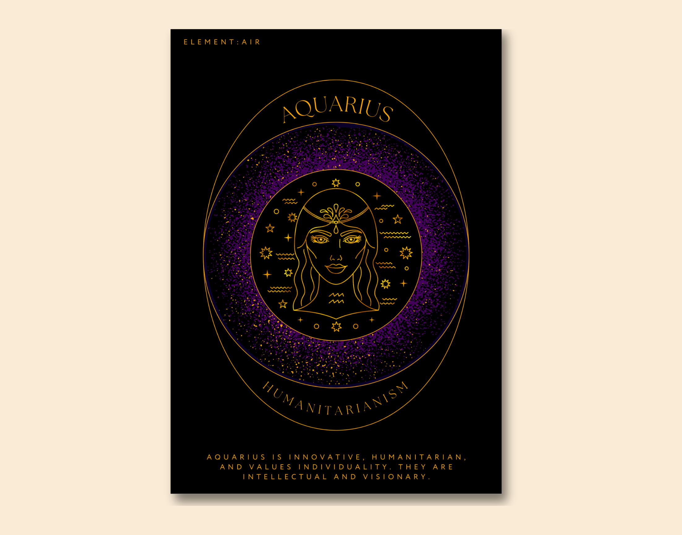 "AQUARIUS-ZODIAC EDITION"- Shiny & Sturdy Metallic Poster Art That Pops & Sticks (Literally!)