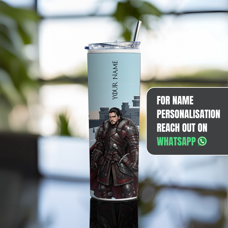 "JON SNOW - KING IN THE NORTH" Tumbler with Metal Straw