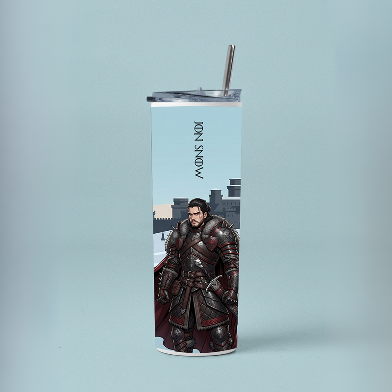 "JON SNOW - KING IN THE NORTH" Tumbler with Metal Straw