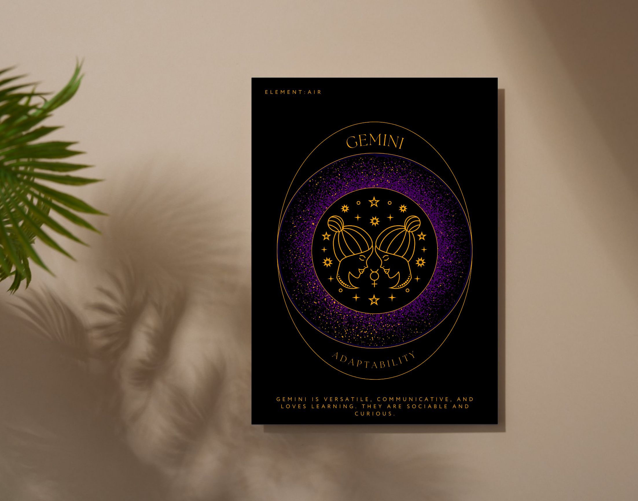 "GEMINI-ZODIAC EDITION"- Shiny & Sturdy Metallic Poster Art That Pops & Sticks (Literally!)