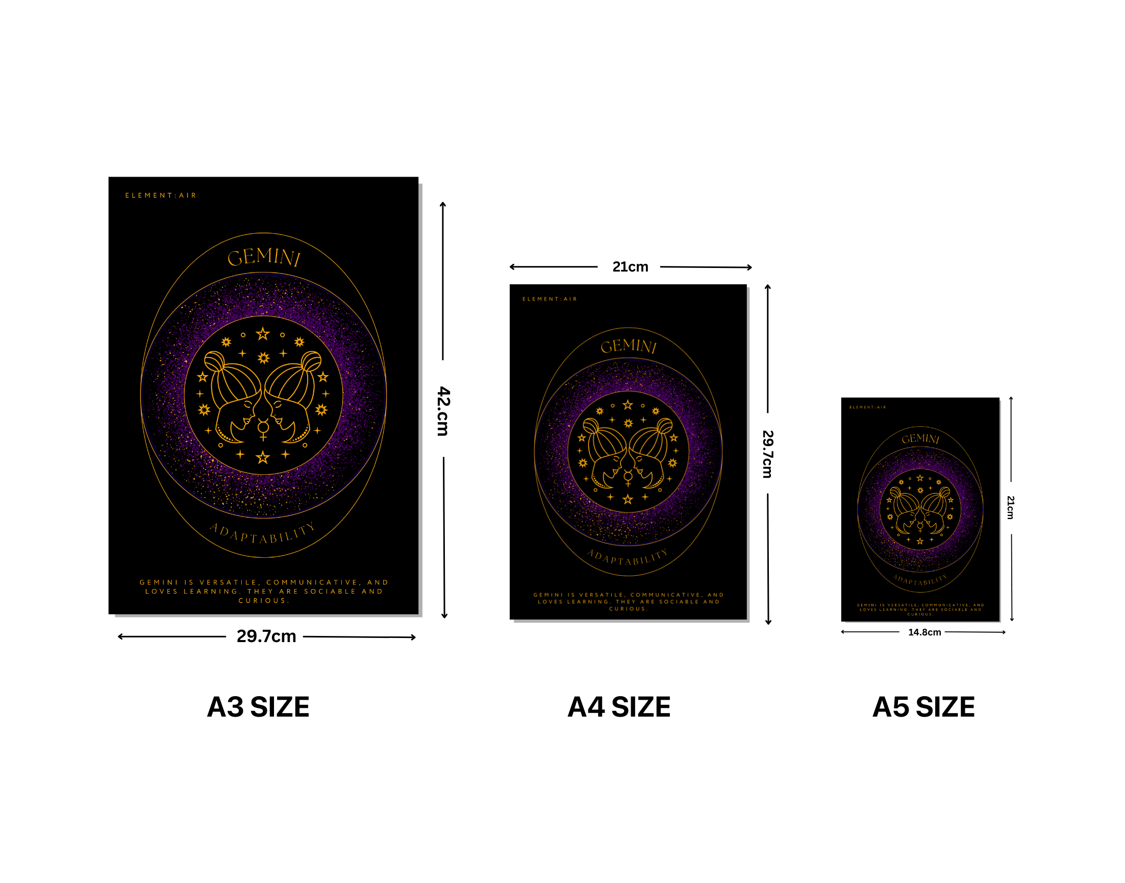"GEMINI-ZODIAC EDITION"- Shiny & Sturdy Metallic Poster Art That Pops & Sticks (Literally!)