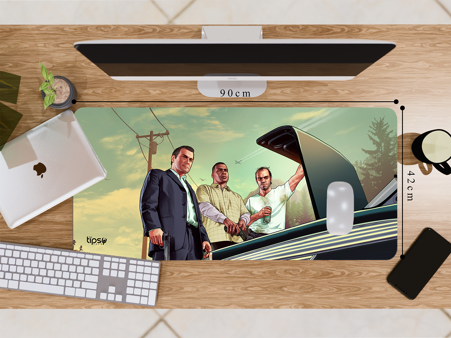 "GTA: Franklin, Micheal, and Trevor" Gaming Mousepad- Elevate Your Gaming Experience