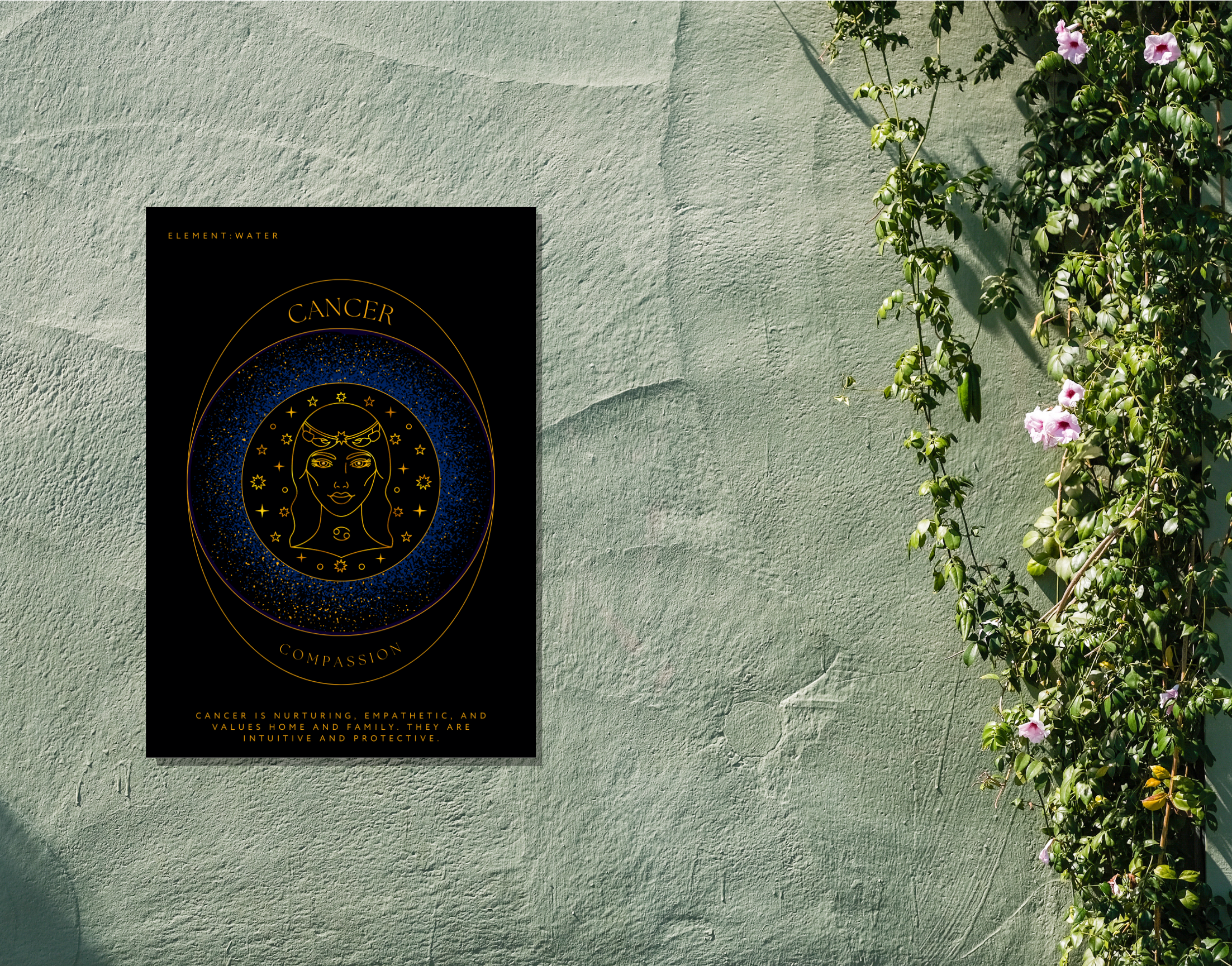 "CANCER-ZODIAC EDITION"- Shiny & Sturdy Metallic Poster Art That Pops & Sticks (Literally!)