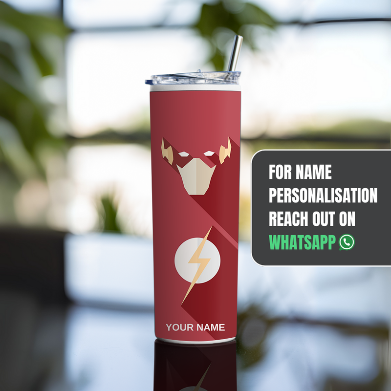 "FLASH - DC JL" Tumbler with Metal Straw