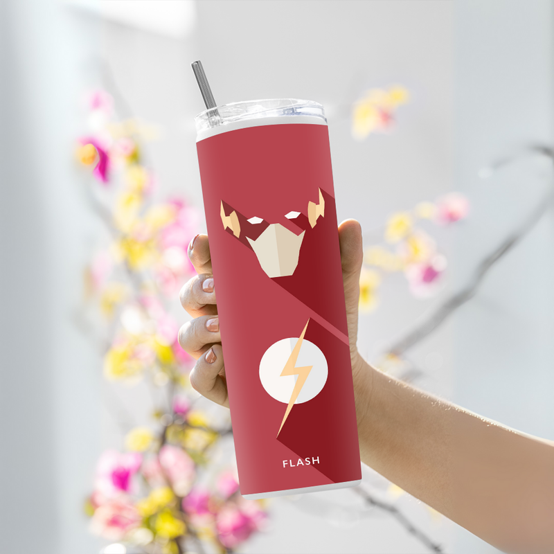 "FLASH - DC JL" Tumbler with Metal Straw