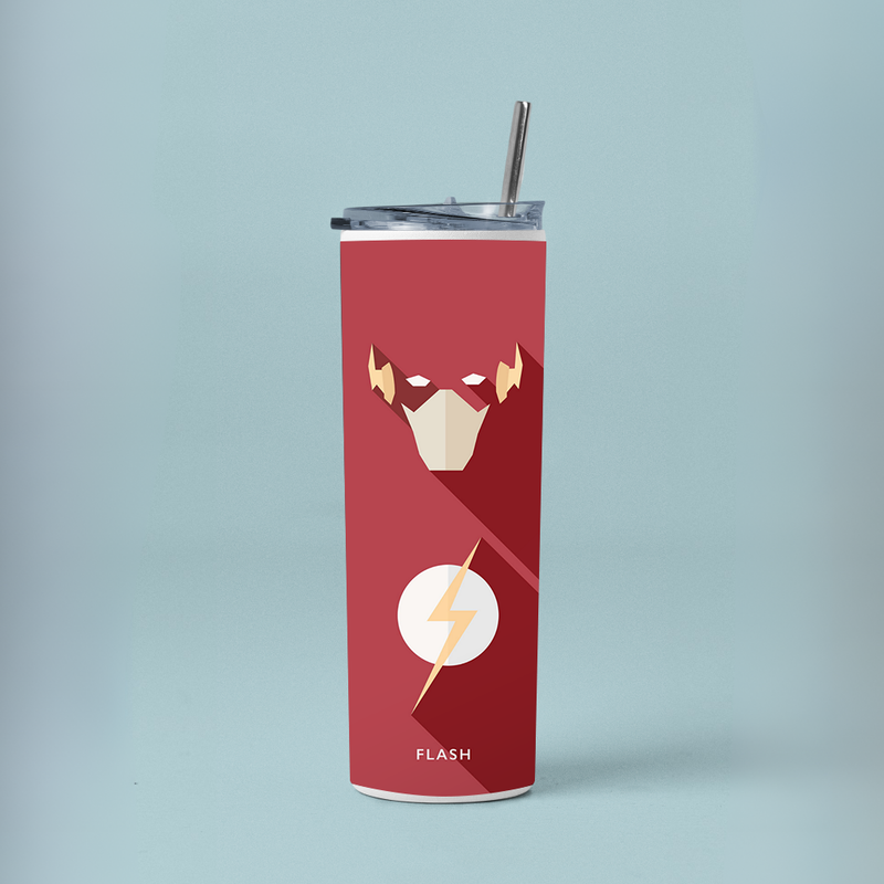 "FLASH - DC JL" Tumbler with Metal Straw