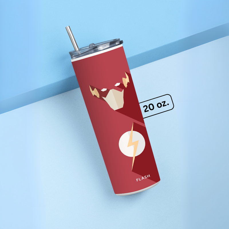 "FLASH - DC JL" Tumbler with Metal Straw
