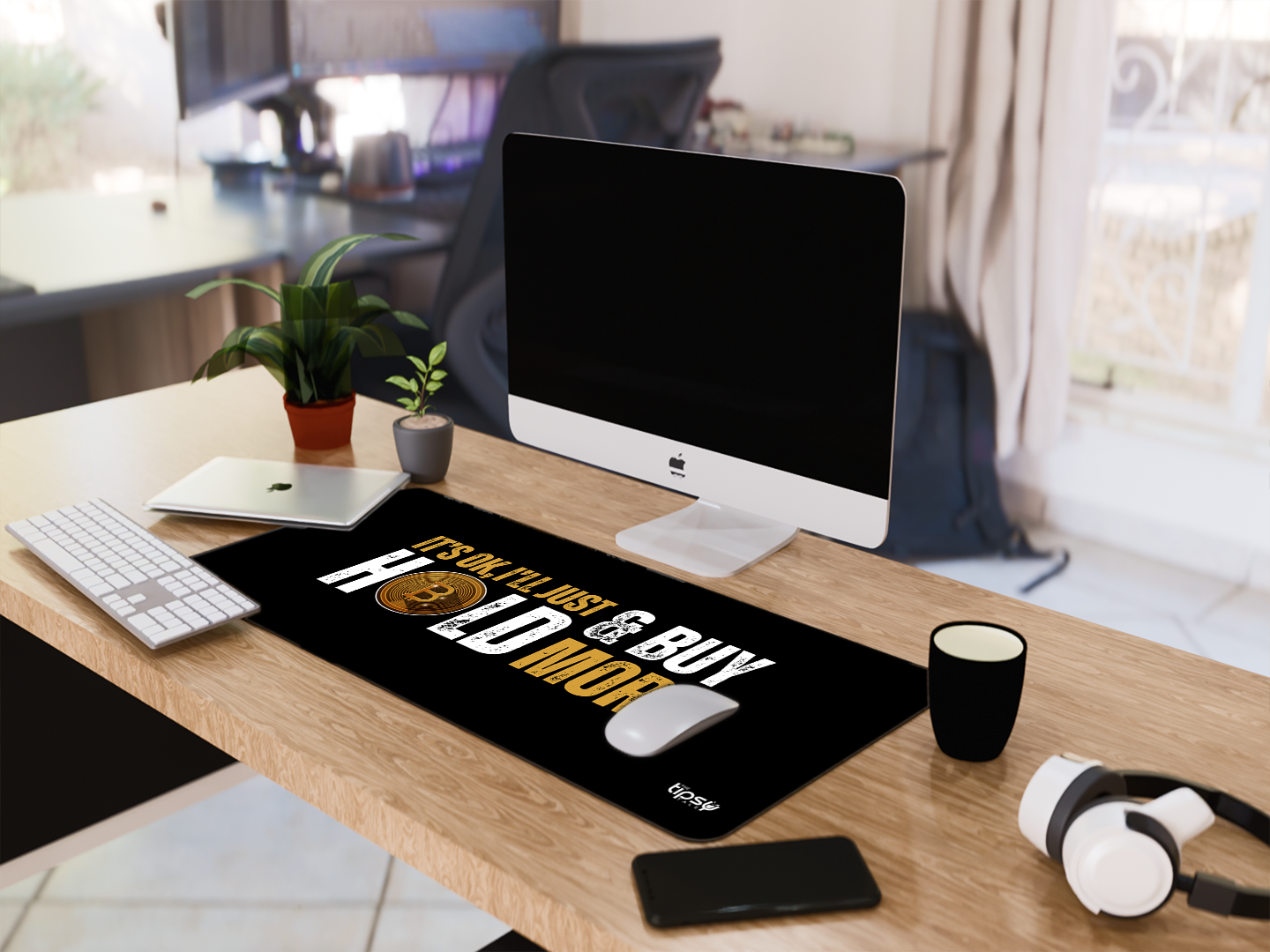 "BITCOINS: IT'S OK, I'LL JUST HOLD & BUY MORE" Gaming Mousepad- Elevate Your Gaming Experience